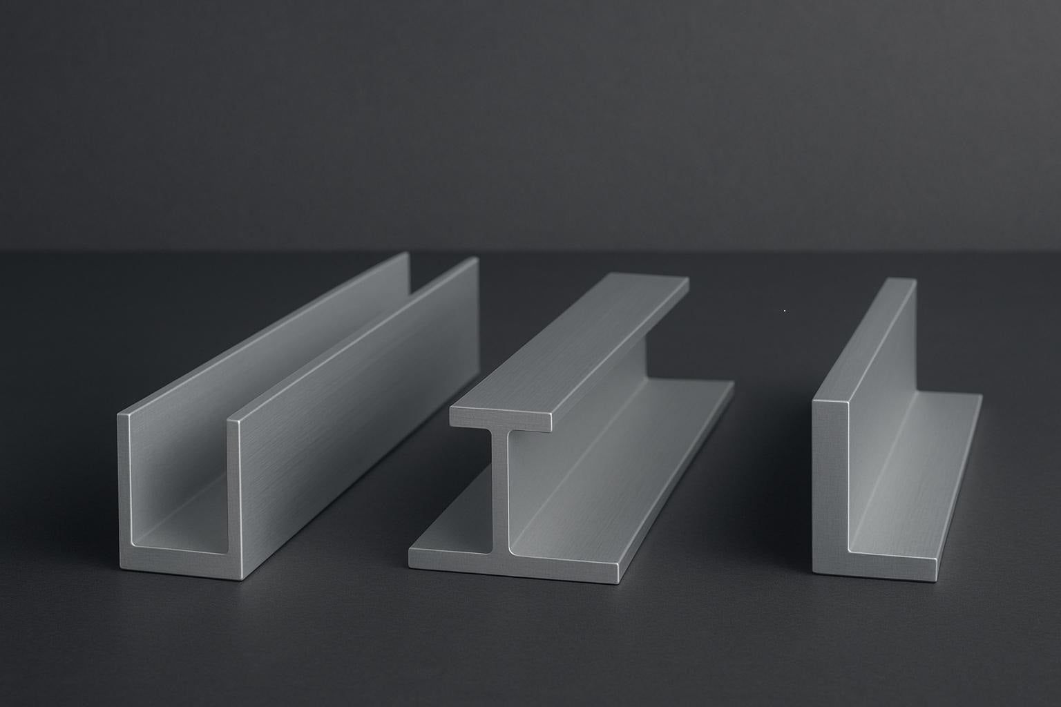 Profile aluminiu U I L pentru structuri metalice, fațade, rame sau mobilier – finisaj periat, aluminiu eloxat.